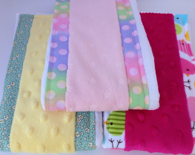 Cloth Diaper Burp Cloth Set Minky Burp Cloth Set Baby Girl Burp Cloths