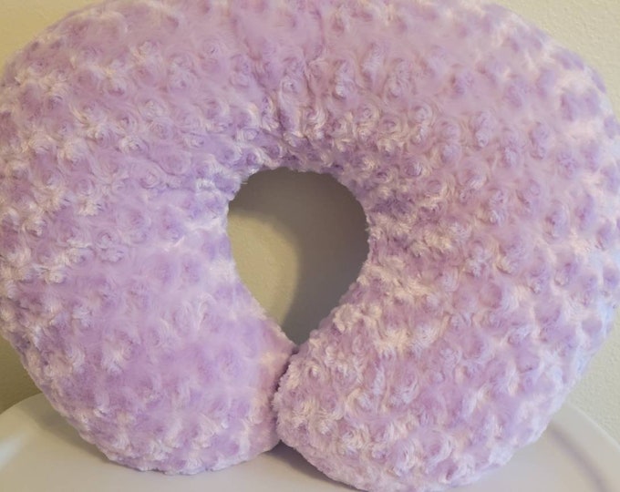 Nursing pillow cover-lavender rosebud minky pillow cover-lavender dimple dot minky pillow cover-ready to ship-lavender nursery-shower gift