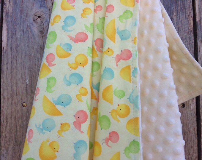 Modern baby blanket - Chick baby blanket - Baby girl blanket - Sping baby blanket - Minky baby blanket
