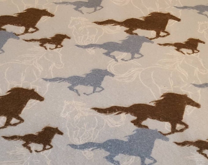 Running horses-flannel baby blanket-brown dimple dot minky-shower gift-newborn baby blanket-baby boy blanket-cowboy baby blanket