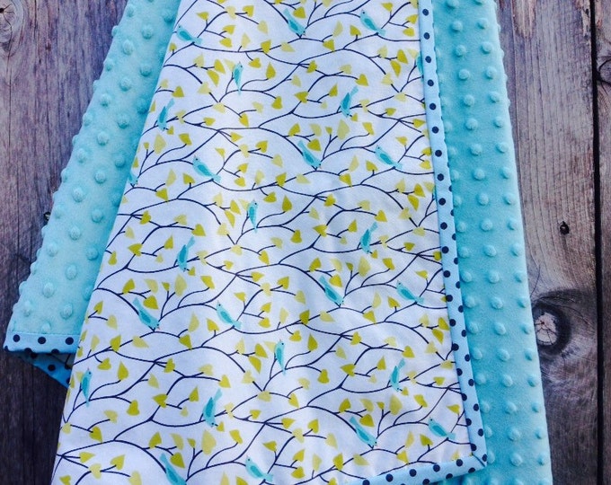 Gender Neutral Bird Baby Blanket Hearts and Birds Baby Etsy