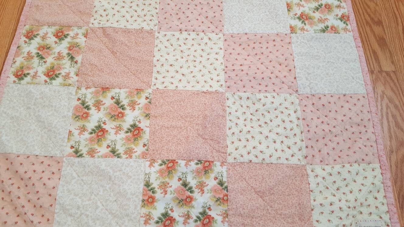 Minky baby quiltbaby girl quiltflannle baby quiltfree shipping in