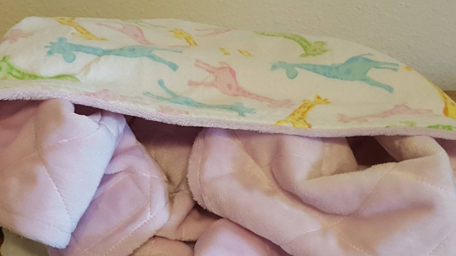 Giraffe Baby Blanketsoft Pink Minky Baby Blanketquilted Baby Etsy
