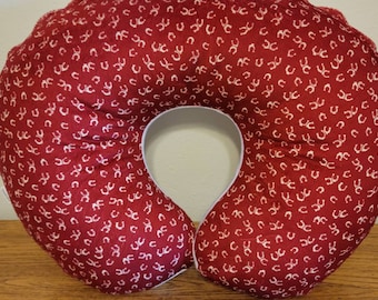 Nursing pillow cover-horse shoes pillow cover-soft white minky-Shannon horse shoes soft minky-ready to ship-newborn Nursing pillow cover