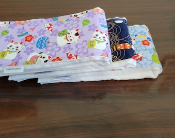 Japanese burp cloth-diaper burp cloth-shower gift-Gerber diaper burp cloth-newborn burp cloth-lucky cats cloth-ready to ship-Handmade in USA