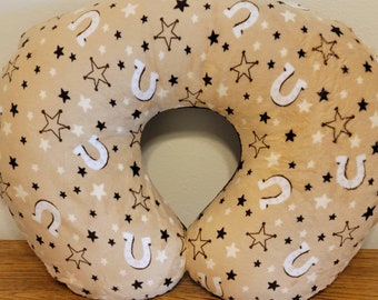 Cowboy Nursing Pillow Cover, Soft Brown Minky with Stars
