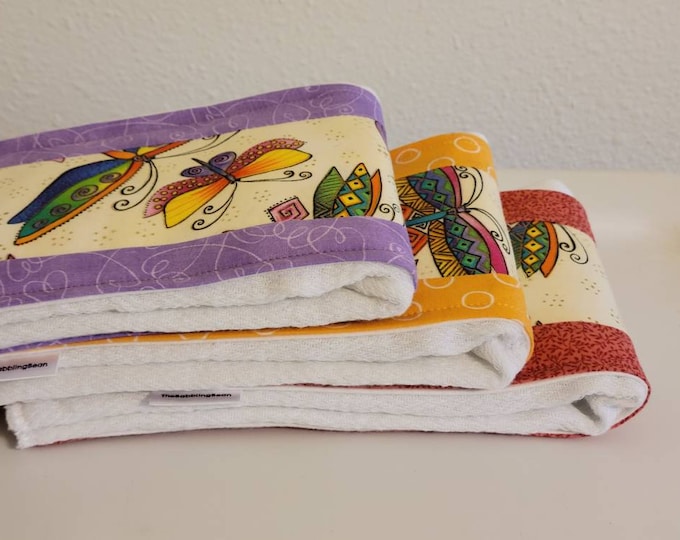 Set of three burp cloth-butterfly  burp cloth-diaper burp cloth-cotton burp cloth-shower gift-Gerber diaper burp cloth-newborn burp cloth
