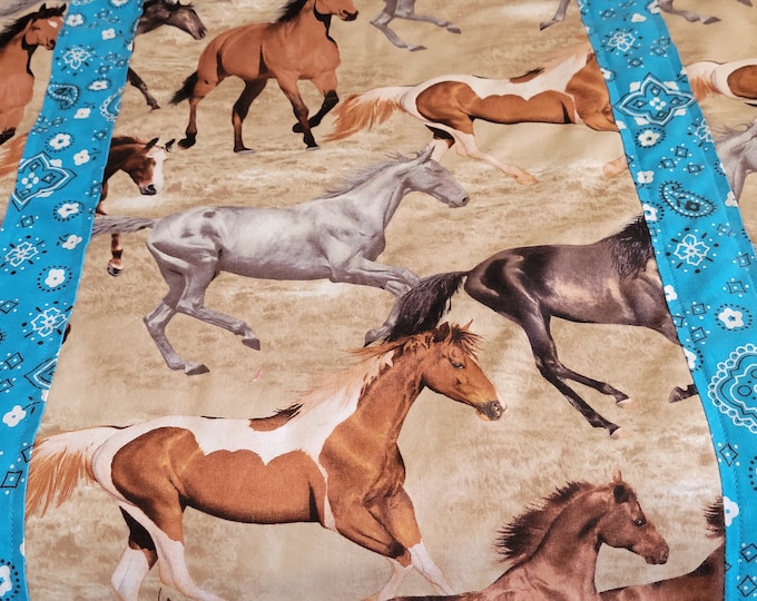 Horses baby blanket-blue banana-blue dimple dot minky-minky baby blanket-running Horses-cotton baby blanket-newborn baby blanket