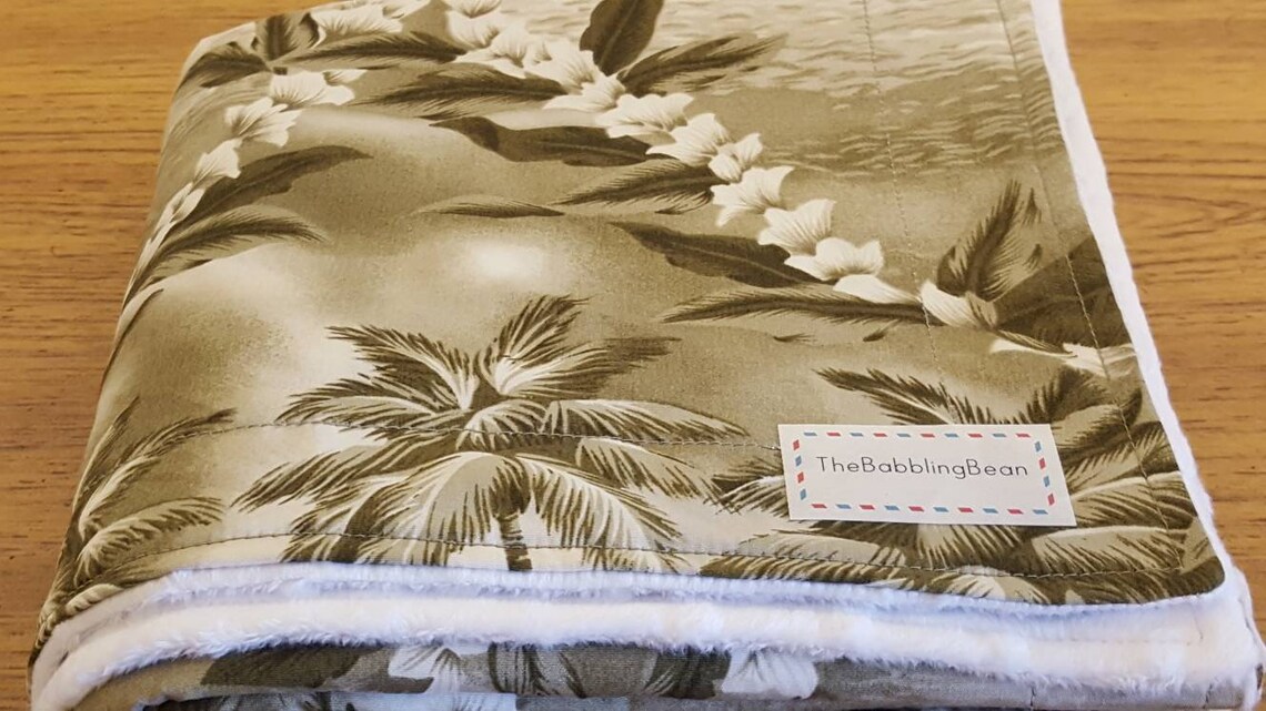 Hawaiian baby blanketminky baby blanketwhite hibiscus Etsy