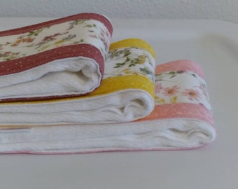 Set of three burp cloth-flannel burp cloth-diaper burp cloth-cotton burp cloth-flower burp cloth-Gerber diaper burp cloth-ready to ship