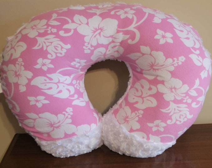 Nursing pillow cover-Hawaiian pillow cover-flannel pillow cover-white swirl minky-Hawaiian baby gift-ready to ship-free shipping in USA