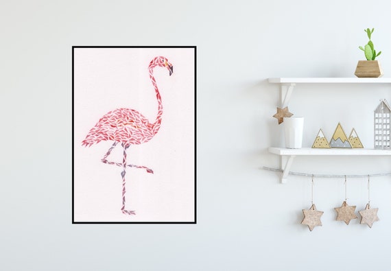 Pink Flamingo Watercolour Print ++ Animal Print, Animal Artwork, Flamingo Print, Original Artwork, Contemporary Art, Nursery Print, Bird