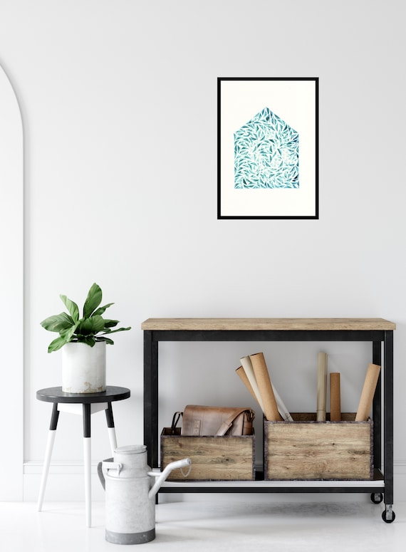 Happy New Home Print ++ New Home Gift, House Warming, Home Decor, House Print, Wall Decor, Home Styling, New Home Art