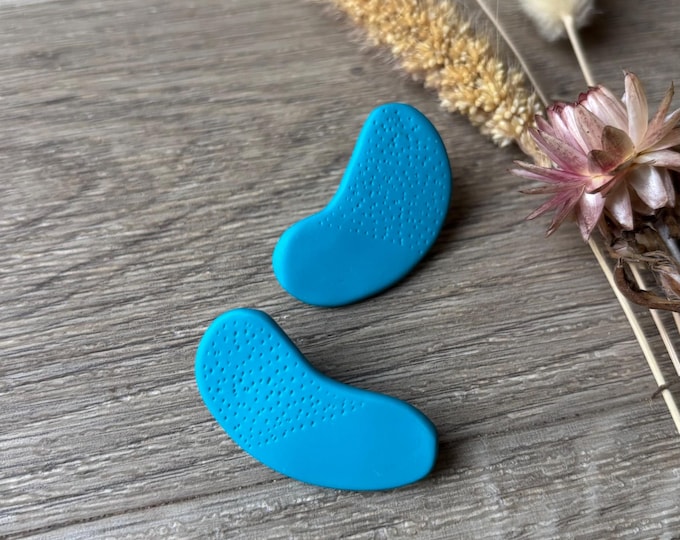 Featured listing image: Textured Turquoise Polymer Clay Earrings