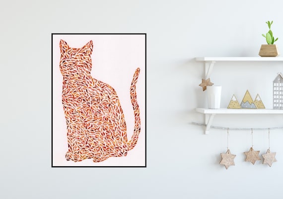 Ginger Cat Watercolour Print ++ Cat Print, Nursery Decor, Home Decor, Childrens Room, Kids Print, Childrens Print, Cat Lover, Wall Art