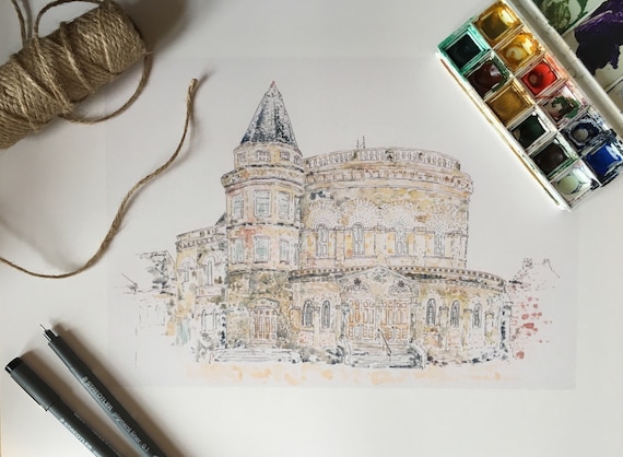 The Round Chapel Venue Print ++ Hackey Illustration, London Wedding, Hackney Round Chapel Artwork, Music Venue, Wedding Venue Illustration