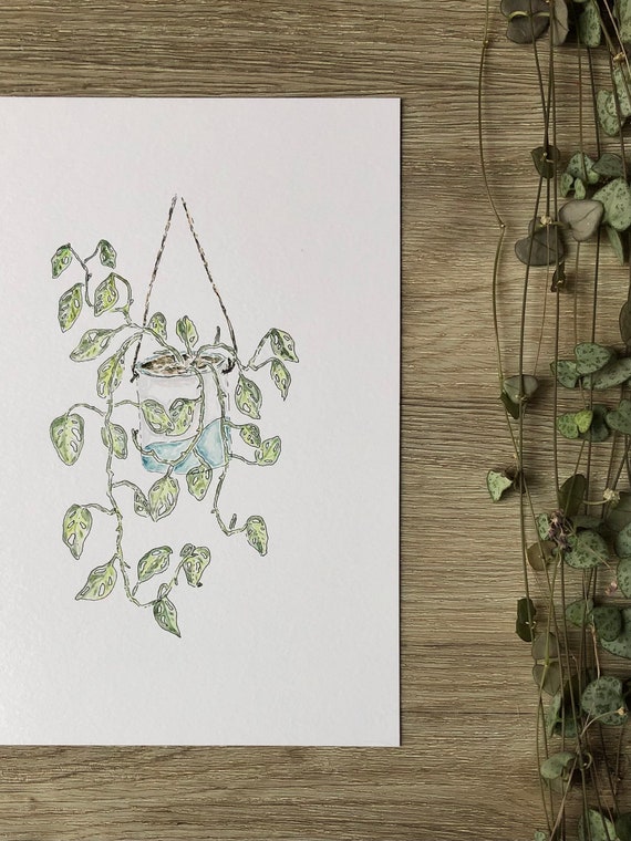 Monstera Monkey Mask Print ++ Plant Print, Plant Art, Monstera Print, Swiss Cheese Plant Print, Plant Lover Print, Plant Illustration