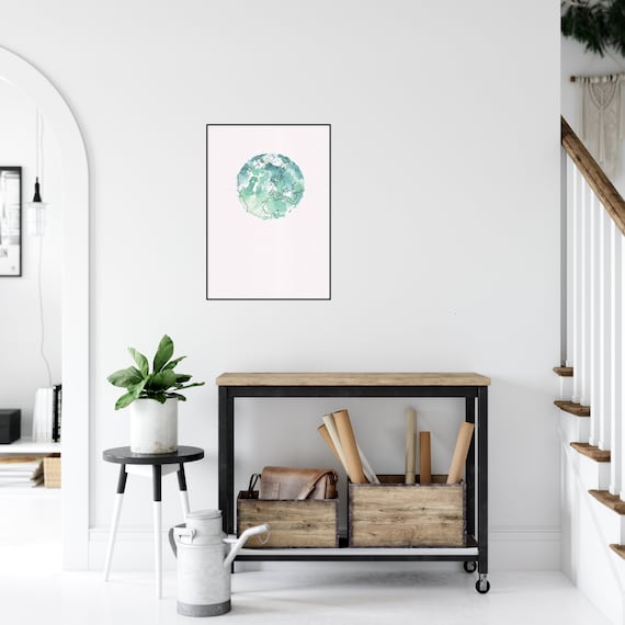 Planet Earth Watercolour Print ++ Earth Print, Planet Earth Artwork, Globe Illustration, Contemporary Art, Art Print