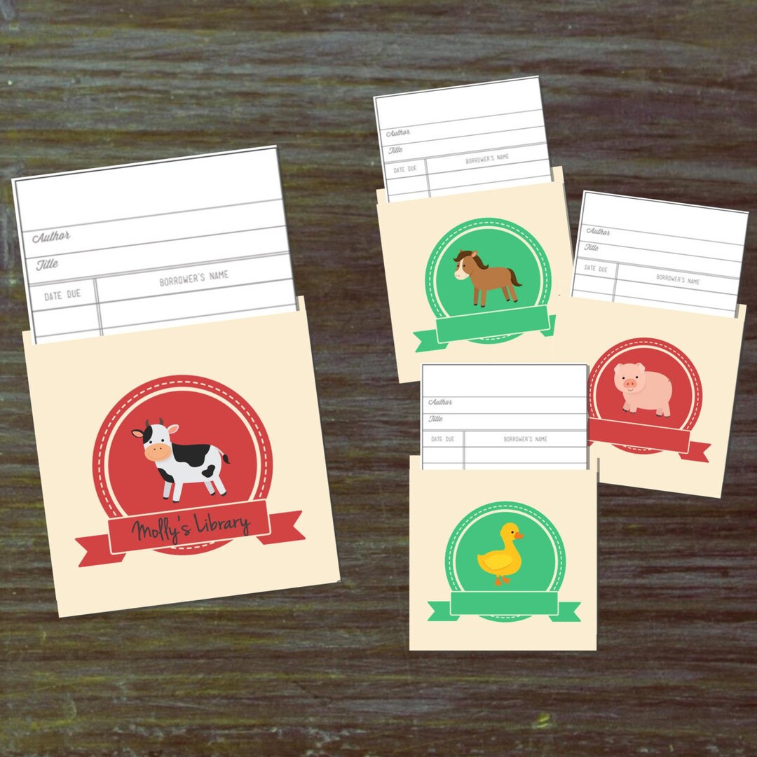 DIY Library Pocket Cards for Bringabook Baby Shower Farm Etsy