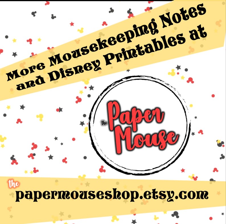 DIY Mousekeeping Envelopes { or 5x7 notes } DIY Mousekeeping Disney Vacation Tips Cards Notes Disneyland Hotel Resort California Anaheim