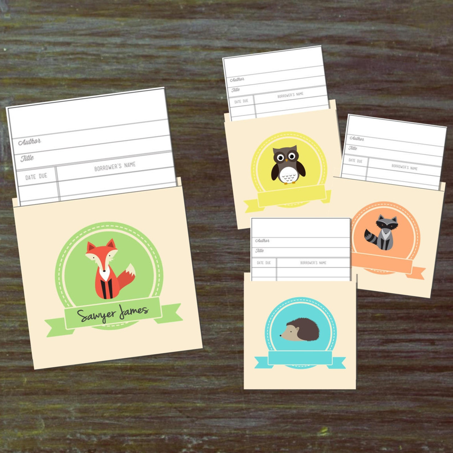 DIY Library Pocket Cards for Bringabook Baby Shower Forest Etsy
