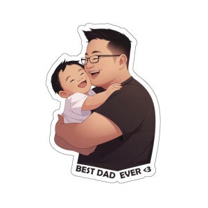 赤ちゃんとお父さんのステッカー | 最高のお父さん | 父の日の心温まるギフト | カードやギフトに最適 | 愛と感謝の気持ちを伝えましょう