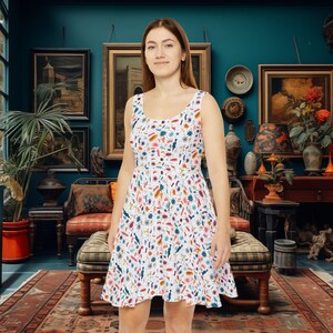 Microbiology Pattern Midi Dress: Scientific Geek Sundress, Plus Size Available