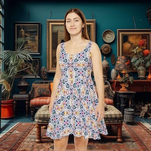 Abstract Biology Print Dress: Plus Size Stretch Midi Skater Dress