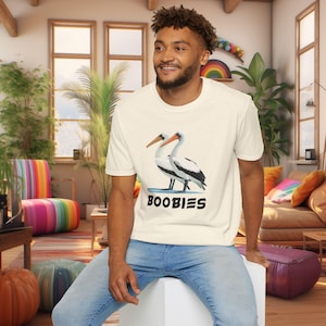 Nazca Boobies Funny Unisex Graphic Tee Quirky Pun Shirt Conversation Starter Casual Wear Unique Gift