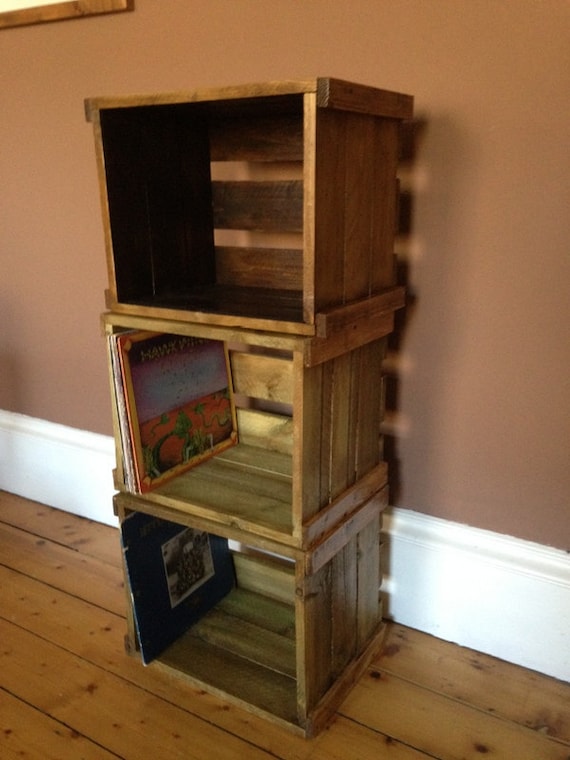 Navaris Caja de discos de madera, caja de almacenamiento de álbumes de  vinilo, caja de madera con tablero de pizarra - Capacidad para hasta 80  discos