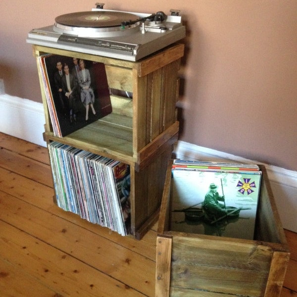 Vinyl record/LP stackable wooden crate for great looking storage and display for your album collection.