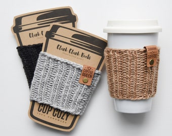 BEAU Chunky Coffee Cup Sleeve | Cup Cozy | Coffee Gift | Two Tag Options | Five Color Choices