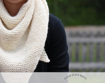 NEVA Triangle Scarf Knitting PATTERN | Knit Shawl | Beginner Scarf | Beginner Triangle Shawl | Easy Triangle Scarf | Knit Scarf