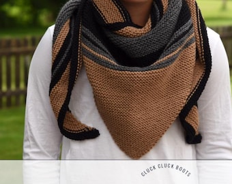PERRY Triangle Scarf Knitting PATTERN | Knit Shawl | Beginner Scarf | Beginner Triangle Shawl | Easy Triangle Scarf | Knit Wrap
