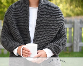 RIETBROCK Blanket Wrap Knitting PATTERN | Knit Shawl | Easy Wrap | Chunky Knit Wrap | Blanket Shawl