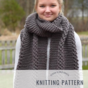 BENNET Chunky Blanket Scarf Knitting PATTERN | Knit Chunky Scarf | Mens + Womens Scarf | Blanket Scarf | Knit Shawl | Scarf Wrap