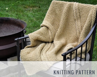 ADIRONDACK Knit Throw PATTERN | Bulky Throw Blanket | Afghan Blanket | Cozy Knit | Campfire Collection