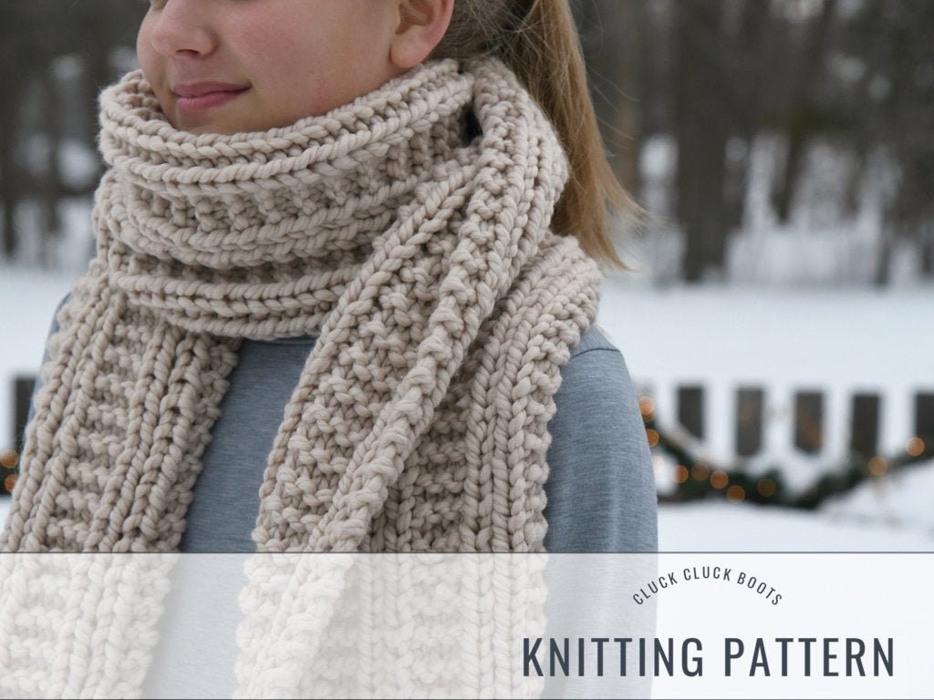 Chunky Scarf Knitting Pattern for Men and Women Long Scarf Knit