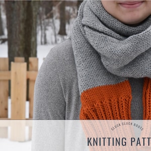 The GRANT Scarf Knitting PATTERN | Tube Scarf | Classic Scarf | College Colors Scarf | Game Day Scarf | Open Ended Scarf