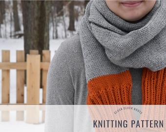 The GRANT Scarf Knitting PATTERN | Tube Scarf | Classic Scarf | College Colors Scarf | Game Day Scarf | Open Ended Scarf
