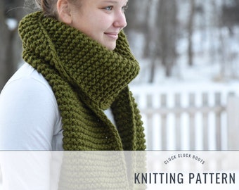 BECKETT Scarf Knitting PATTERN | XL Classic Open Ended Scarf | Fall + Winter Accessory | Beginner Knit | 2 Edge Options Included