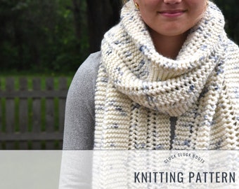 YATES Scarf Knitting PATTERN | Chunky Reversible Scarf | Fall + Winter Accessory | Beginner Scarf | Stylish Scarf