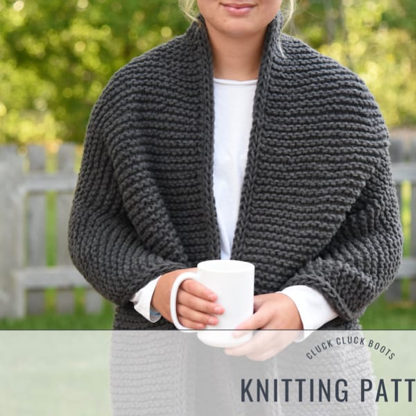 RIETBROCK Blanket Wrap Knitting PATTERN | Knit Shawl | Easy Wrap | Chunky Knit Wrap | Blanket Shawl