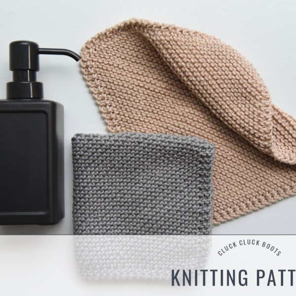 NONNA Washcloth / Dishcloth Knitting PATTERN | Kitchen Cloth | Face Cloth | Dish Cloth | Square Cloth | Two Sizes