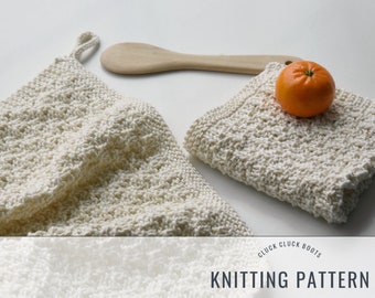 Knitting PATTERN DUO x Imogene Towel and Dish Cloth // Knitting Pattern Duo // Kitchen Pattern Duo