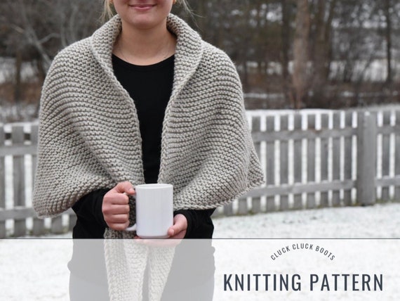 KITTRICK Blanket Wrap Knitting PATTERN | Knit Shawl | Easy Wrap | Chunky Knit Wrap | Blanket Shawl