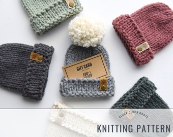 TIDINGS Gift Card Holder Knitting PATTERN | Quick Knit | Christmas Ornament | Gift Card Holder | Mini Hat Ornament | Place Card Holder