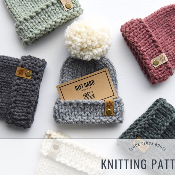 TIDINGS Gift Card Holder Knitting PATTERN | Quick Knit | Christmas Ornament | Gift Card Holder | Mini Hat Ornament | Place Card Holder