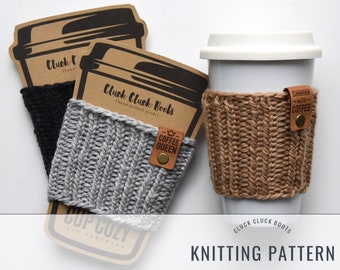 BEAU Chunky Coffee Cozy PATTERN | Cup Sleeve | Includes Two Sizes | Tea Cozy