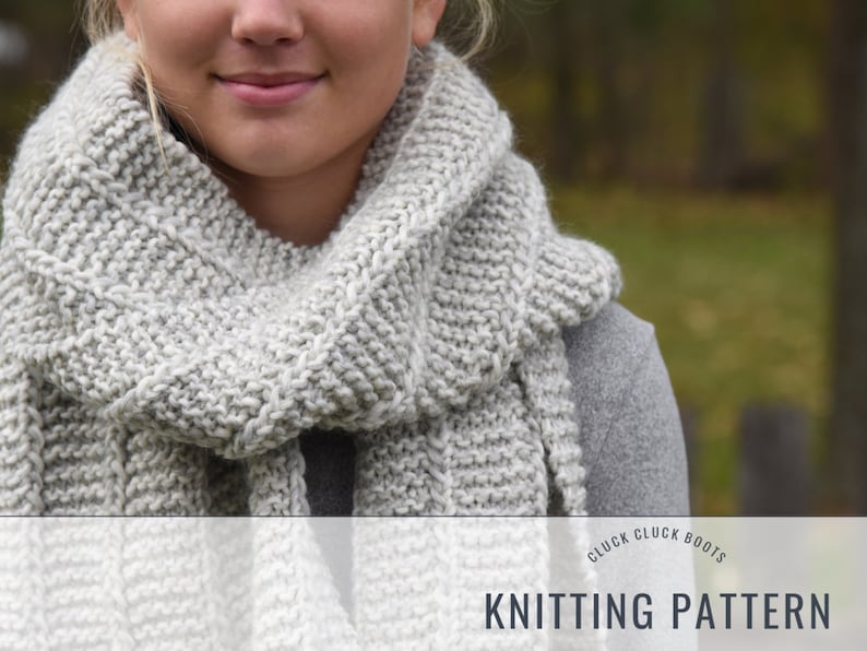 PARKER Scarf Knitting PATTERN Chunky Reversible Scarf Fall Winter Accessory Beginner Scarf Stylish Scarf image 1